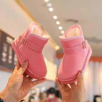 Детские зимние ботинки на флисовой подкладке, нескользящие зимние ботинки с мягкой подошвой 23 серый