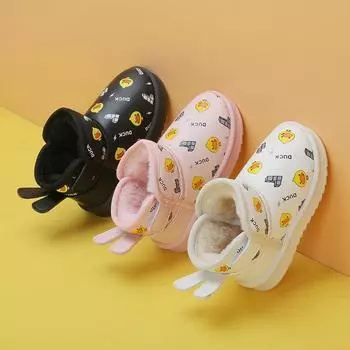 Детские зимние ботинки, новые, для мальчиков, непромокаемые, утолщенные, детские, хлопковые ботинки, мягкая подошва, бархатные, теплые, детские, хлопковые ботинки для девочек 22 белый