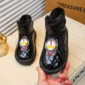 Детские зимние ботинки осень-зима с мягкой подошвой для мальчиков и девочек из хлопка, большой размер 25-36 25 чёрный