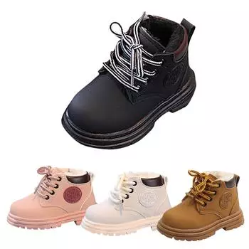 Детские зимние ботинки в ретро-британском стиле с подкладкой 27 чёрный