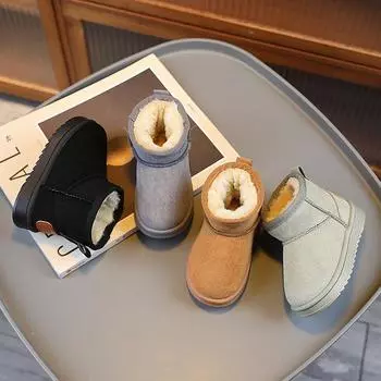 Детские зимние ботинки Winter Plus Velvet Thick Winter Boots Хлопковые ботинки с мягкой подошвой для девочек Хлопковая обувь для мальчиков 22 хаки