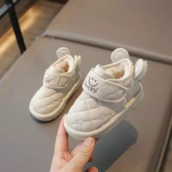 Детские зимние ботинки зимние бархатные хлопковые туфли детские детские туфли для малышей детская обувь корейская версия молочные чайные ушки 15 чёрный