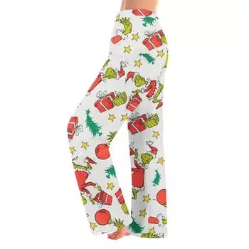 Детские зимние брюки, длинные брюки, фланелевые брюки с рождественским принтом 150 бежевый