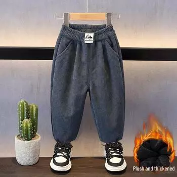 Детские зимние брюки из вельвета и бархата - теплые брюки унисекс в корейском стиле 160cm