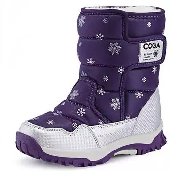 Детские зимние детские зимние сапоги, непромокаемая хлопковая обувь, толстые теплые нескользящие ботинки, повседневные детские ботинки в трубке 27 чёрный