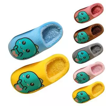 Детские зимние домашние теплые модные хлопковые тапочки 24 синий