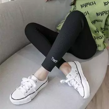 Детские зимние флисовые штаны для девочек, леггинсы, толстые, с высокой талией, узкие, детская одежда, брюки 90 чёрный