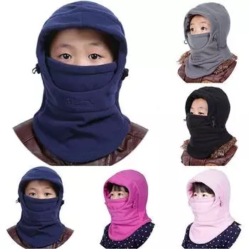 Детские зимние хижины для мальчиков и девочек, балаклавы, лыжные маски, ветрозащитные регулируемые флисовые шапки Dark Gray