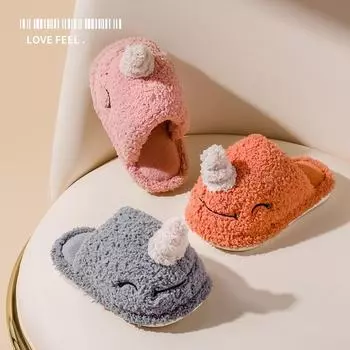 Детские зимние хлопковые тапочки – мягкая домашняя обувь для мальчиков и девочек 160 оранжевый