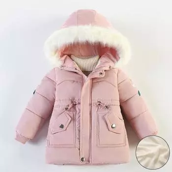 Детские зимние комбинезоны, зимнее пальто с рисунком медведя, верхняя одежда с длинными рукавами, на молнии, с капюшоном, теплая хлопковая детская зимняя ветрозащитная одежда, зимний комбинезон 110cm