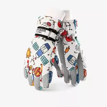 Детские зимние лыжные перчатки, теплые, водонепроницаемые, утолщенные, варежки, нескользящие, ветрозащитные, для мальчиков и девочек, для спорта на открытом воздухе, детские лыжные перчатки высокого качества L