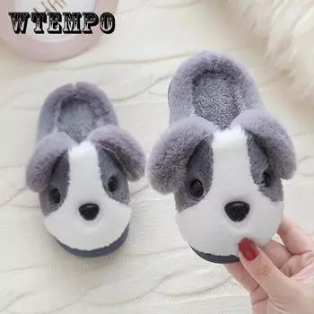 Детские зимние милые хлопковые тапочки с мультяшным рисунком, теплые нескользящие хлопковые тапочки с мягкой подошвой, хлопковые тапочки на толстой подошве на каблуке-мешке 36/37
