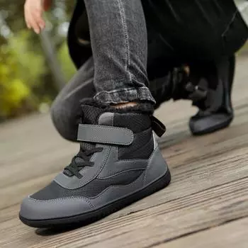 Детские зимние мягкие теплые уличные водонепроницаемые нескользящие зимние ботинки 37 чёрный