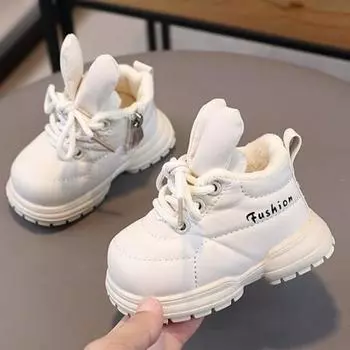 Детские зимние новые толстые плюшевые теплые зимние сапоги из хлопка, детские осенние меховые сапоги для малышей, модные сапоги из искусственной кожи 15 чёрный