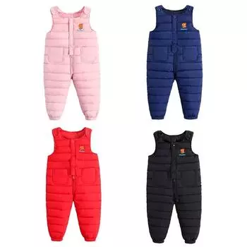 Детские зимние однотонные подтяжки, детская рабочая одежда, брюки, стильный комбинезон, боди без рукавов 90