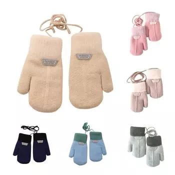 Детские зимние перчатки для девочек и мальчиков, сенсорные трикотажные теплые эластичные варежки для холодной погоды 3