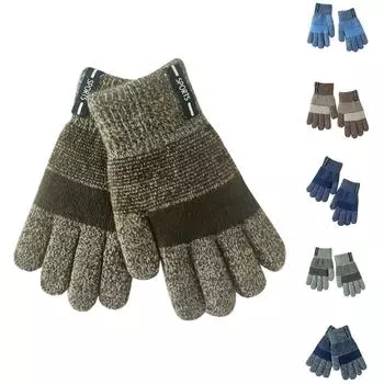 Детские зимние перчатки для девочек и мальчиков, сенсорные трикотажные теплые эластичные варежки для холодной погоды One Size коричневый