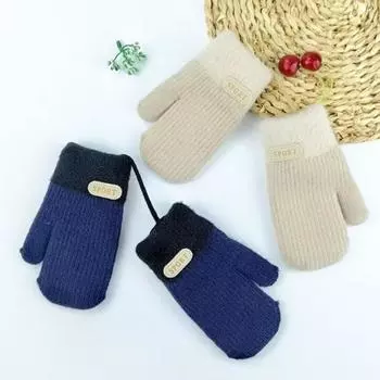 Детские зимние перчатки для мальчиков и девочек, вязаные термоперчатки с закрытыми пальцами, теплые варежки для холодной погоды, для занятий спортом на открытом воздухе, катания на лыжах и велоспорта розовый