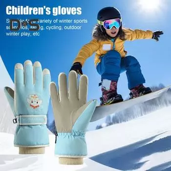 Детские зимние перчатки для снега, ветрозащитные термоперчатки для сенсорного экрана, теплые варежки для катания на сноуборде, санях, велосипеде, лыжах темно-серого