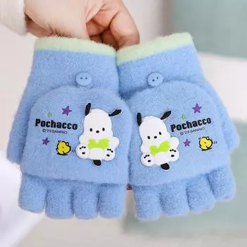 Детские зимние перчатки с рисунком на полпальца — ветрозащитные, теплые и идеальные для письма E Series Sanli Flip Cover