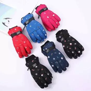 Детские зимние перчатки, теплые термоперчатки для лыж, ветрозащитные снежные варежки для холодной погоды, катания на сноуборде красный