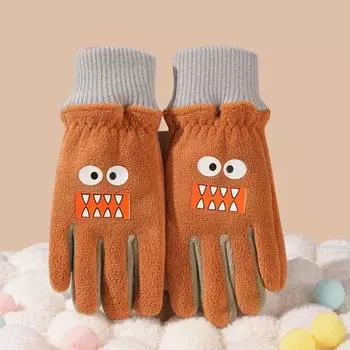Детские зимние перчатки, ветрозащитные перчатки с рисунком, с эластичными манжетами, теплые перчатки для холодной погоды, для сноуборда, шоссейного велоспорта A светло-серый