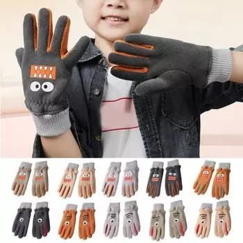 Детские зимние перчатки, ветрозащитные перчатки с рисунком, с эластичными манжетами, теплые перчатки для холодной погоды A светло-серый