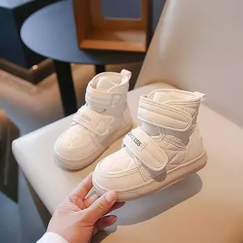 Детские зимние сапоги, высокие кожаные сапоги из хлопка для девочек 26 чёрный