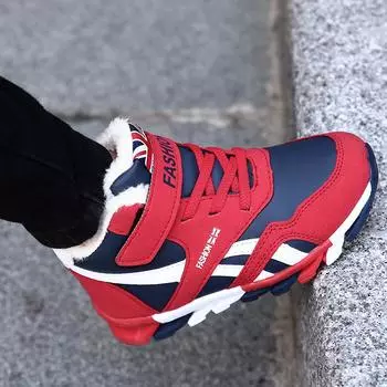 Детские зимние сапоги Зимние непромокаемые хлопковые сапоги Теплая обувь для мальчиков и девочек 35 красный