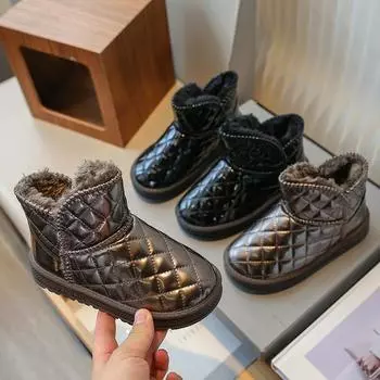 Детские зимние сапоги, зимние новые модели, хлопковые сапоги для девочек 19 чёрный