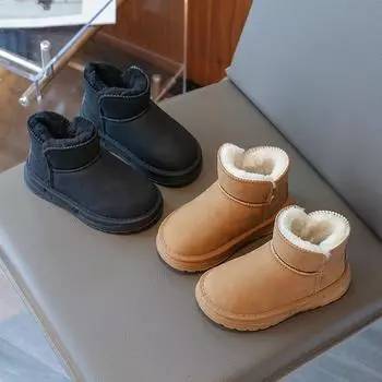 Детские зимние сапоги, зимняя новая модная обувь для девочек, универсальные большие хлопковые ботинки для мальчиков, теплые сапоги Tide 25 хаки