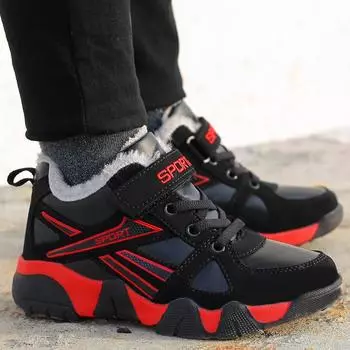 Детские зимние теплые кроссовки с подкладкой, утолщенные кроссовки для бега, удобная обувь для студентов 36