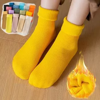 Детские зимние теплые носки для девочек, утепленные теплые носки, домашние напольные носки LXY телесный