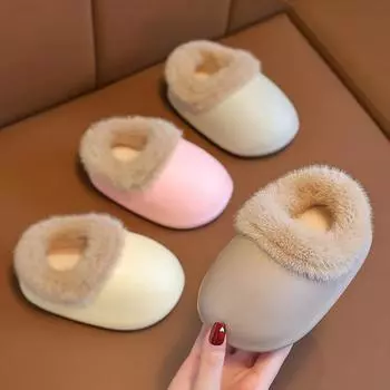 Детские зимние теплые сапоги с водонепроницаемыми и меховыми тапочками 18-19 грязно-белый