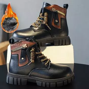 Детские зимние удобные модные плюшевые теплые и повседневные высокие хлопковые сапоги сапоги средней высоты модные сапоги 27 бежевый