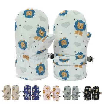 Детские зимние варежки с рисунком для катания на лыжах, теплые детские перчатки для девочек и мальчиков, аксессуары, зимние перчатки для малышей 2-10 лет 6M-2Y белый