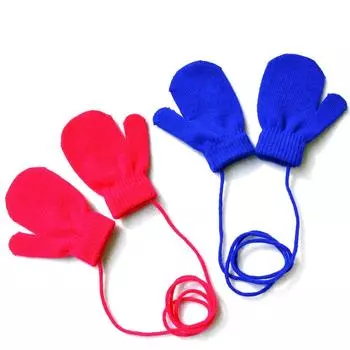 Детские зимние варежки, вязаные детские перчатки для девочек, теплые детские муфели, детские ручные варежки для детей 1-5 лет розовый