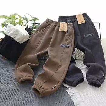 Детские зимние вельветовые брюки из хлопка с овчиной - Коллекция 2023 110 cm темно-серого