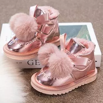 Детские зимние зимние сапоги. Зимние непромокаемые зимние сапоги для девочек. Утепленные плюшевые теплые сапоги для девочек. 21 чёрный