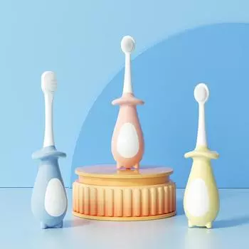 Детские зубные щетки Ультрамягкая зубная щетка Высококачественная детская зубная щетка 360 Зубная нить для мальчиков и девочек Гигиена полости рта жёлтый