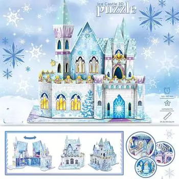Детский 3D-пазл, ледяной замок, дом со световой головоломкой, модель здания, сделай сам, кукольный домик ручной работы, развивающие игрушки для раннего обучения, подарок для детей