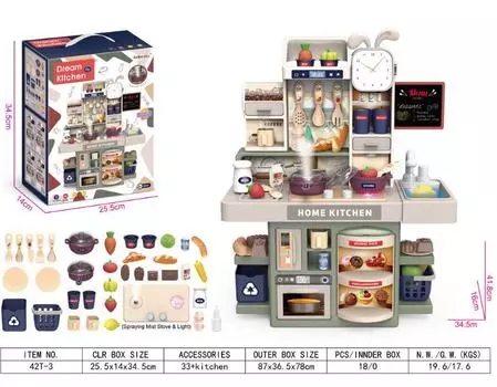 Детский 42 см Имитирующий звук и свет Выпуск воды Спрей Кухонный набор посуды Игровой домик Кухонные игрушки