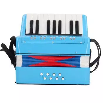 Детский аккордеон, музыкальный инструмент, 17 клавиш, 8 басов, обучающая игрушка для детей синий