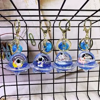 Детский акриловый брелок с жидкостью в масле, автомобильный держатель для ключей, подвеска для ключей, плавающий брелок в виде астронавтов 02