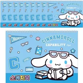 Детский альбом для рисования Sanrio, 130 г, коричный ролл, синий, 10 шт., отправлено случайным образом, 10 листов, популярные корейские игрушки