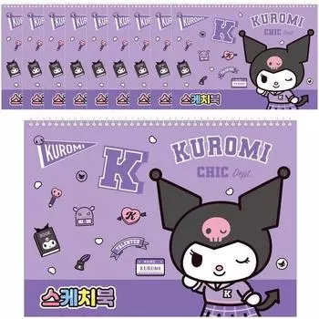 Детский альбом для рисования Sanrio 130G Kuromi Purple 10p, случайная доставка, 10 листов, корейские игрушки