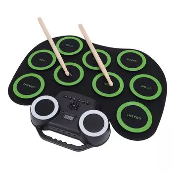 Детский электрический барабанный комплект из 9 барабанных пэдов, педалей и палочек для дома