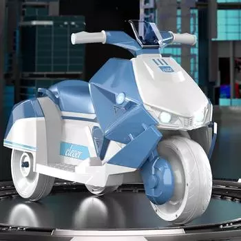 Детский электрический мотоцикл, детский трехколесный велосипед для мальчиков и девочек 1-8 лет, детская зарядка с дистанционным управлением, игрушечный автомобиль, на котором можно ездить синий