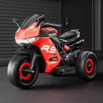 Детский электрический мотоцикл, трехколесный велосипед, детский автомобиль с двойным приводом и дистанционным управлением, Bluetooth, музыка, светодиодная лампа, защита от опрокидывания красный