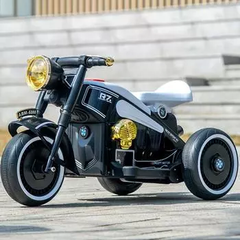 Детский электрический мотоцикл, трехколесный велосипед, детский автомобиль с двойным приводом и дистанционным управлением, Bluetooth, музыка, светодиодная подсветка красный